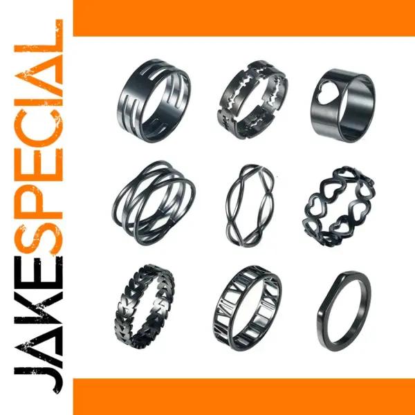 Gothic Black Stainless Steel Ring for All