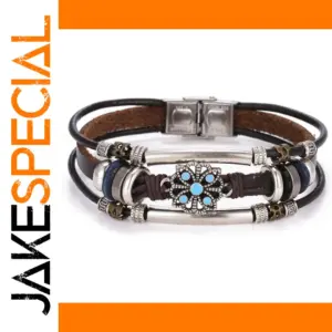 Vintage Multilayered Leather Flower Bracelet