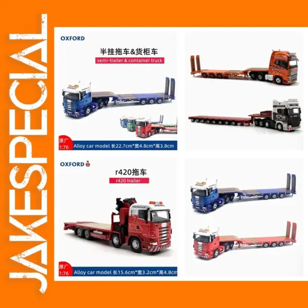 1:76 Diecast Alloy Low Loader Trailer Model