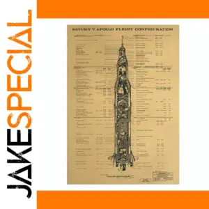 Vintage Saturn V Rocket Drawing Poster 51x35cm