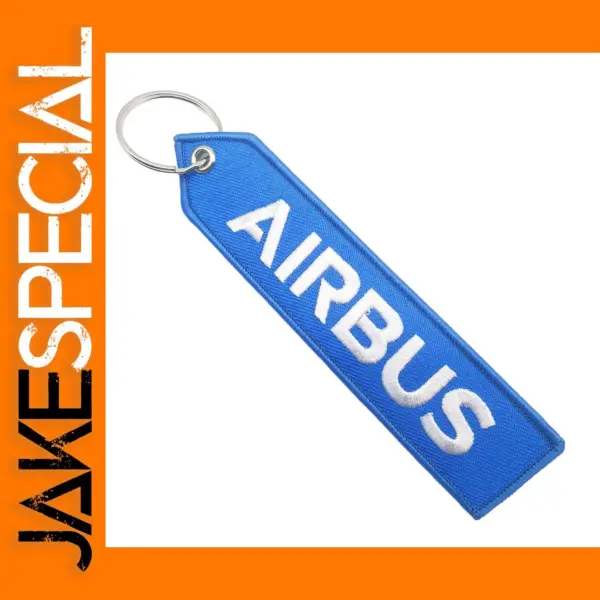 Blue AIRBUS Keychain Double Sided Embroidered