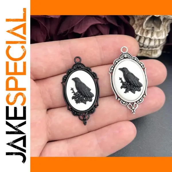 4pcs Gothic Raven Charms for Jewelry Making