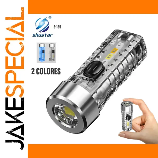 Mini Rechargeable Keychain Flashlight 7 Modes