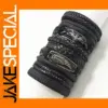 Black Evil Eye 10 Pcs Leather Bracelets Set