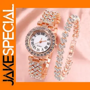 2PCS Women's Quartz Watch and Bracelet Set