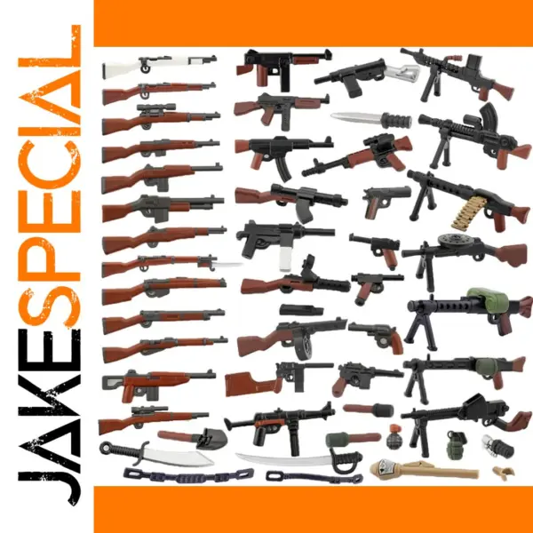 WW2 Soldier Mini Figures with Weapons Set