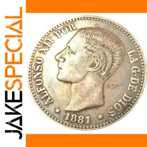 1881 Spain Alfonso XII 5 Pesetas Coin Replica