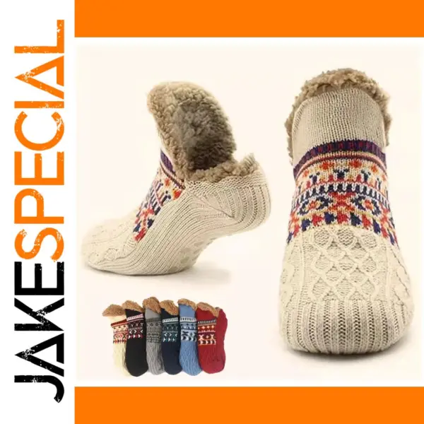 Thermal Fleece-Lined Floor Socks for Women and Men