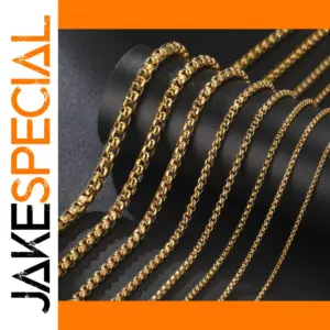 Stainless Steel Gold Box Chain Necklace
