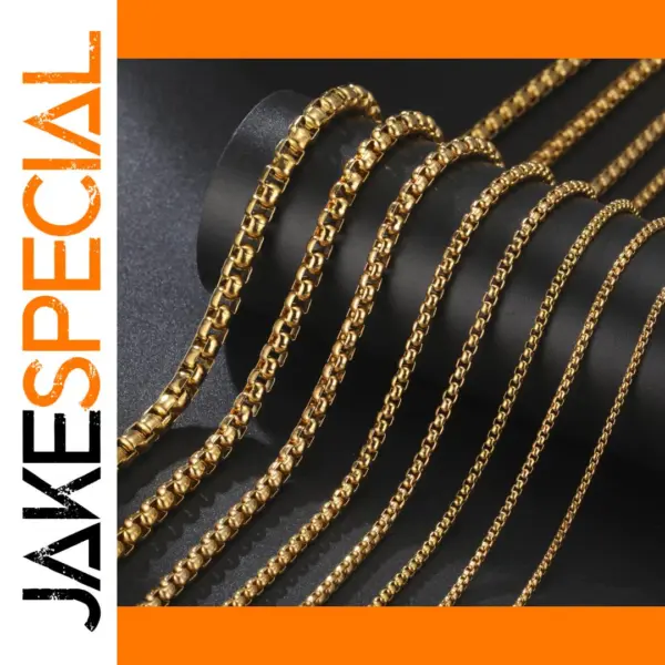 Stainless Steel Gold Box Chain Necklace