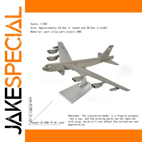 1/200 Scale Diecast B-52 Bomber Aircraft Model