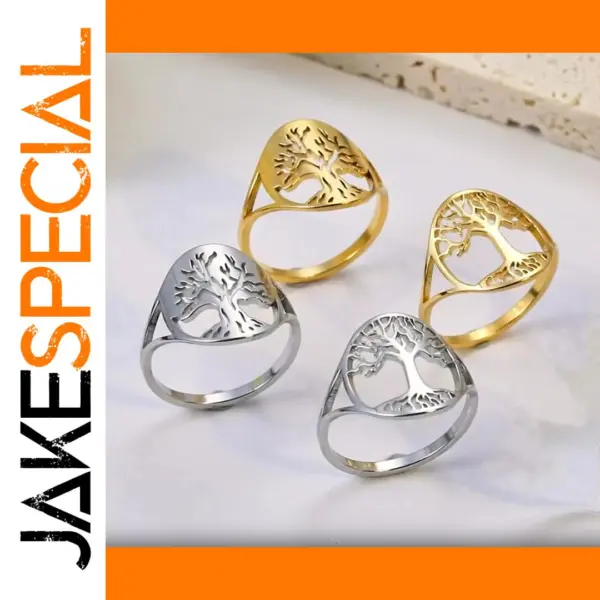 Tree of Life Stainless Steel Ring for Women