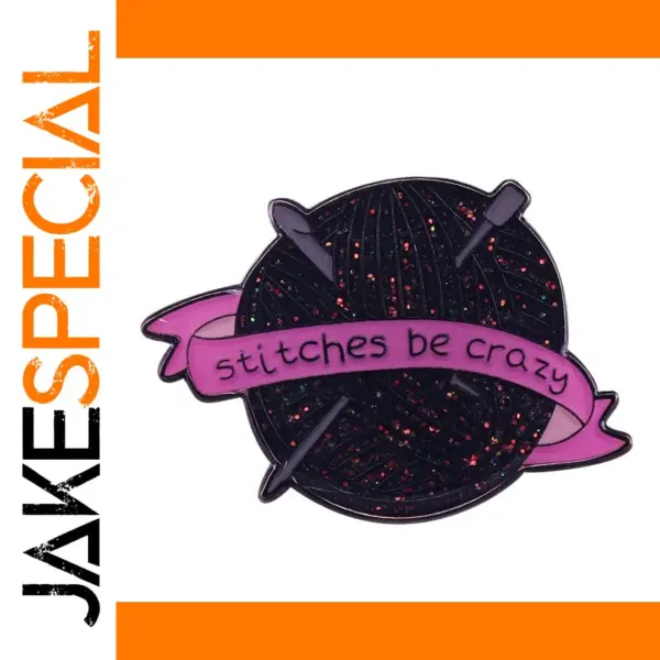 Blue Glitter Yarn Brooch for Knitters