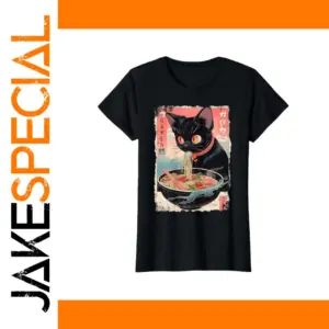 Kawaii Cat Ramen Anime Cotton T-Shirt