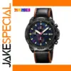 Men's Leather Strap Quartz Stopwatch Watch