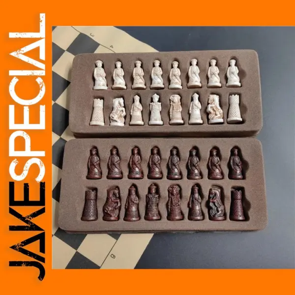 Resin Chess Set with Leather Chessboard