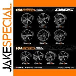 Black Chrome 1/64 ABS Wheels & Tires Set