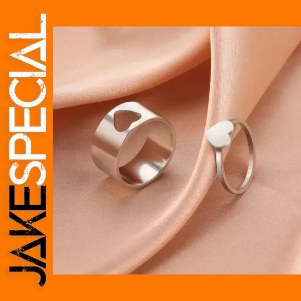 Heart Couple Rings Stainless Steel Love Bands