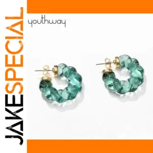 C Shape Blue Resin Hoop Earrings