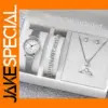6PCS Women's Quartz Watch Jewelry Set