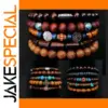 Adjustable Leather Beaded Wrap Bracelets Set