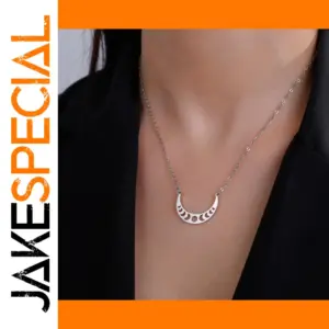 Moon Phase Stainless Steel Pendant Necklace