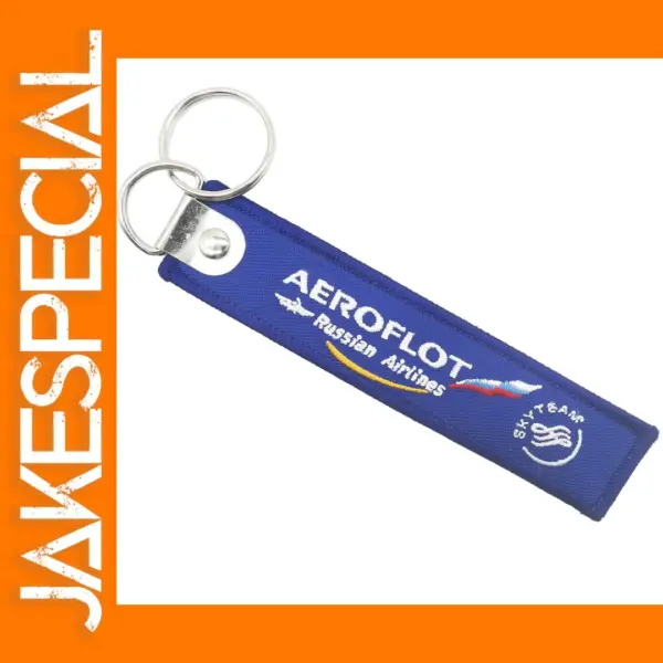 AEROFLOT Aviation Keychain with Embroidered Tag