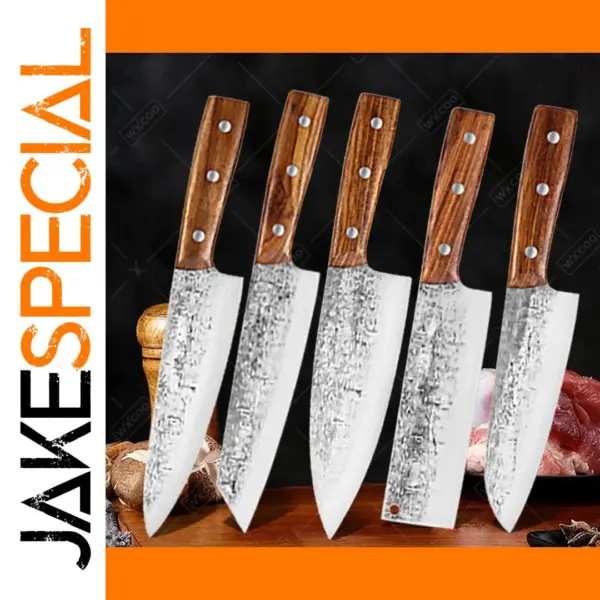 Hand-Forged Stainless Steel Kitchen Knives Set