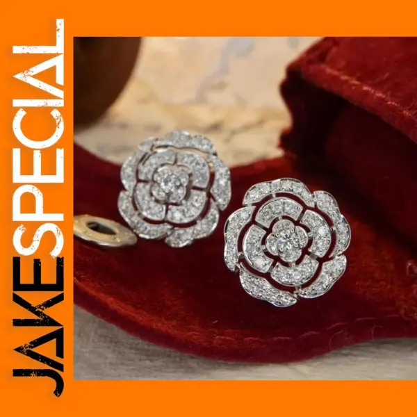 Elegant Floral Zirconia Stud Earrings for Women