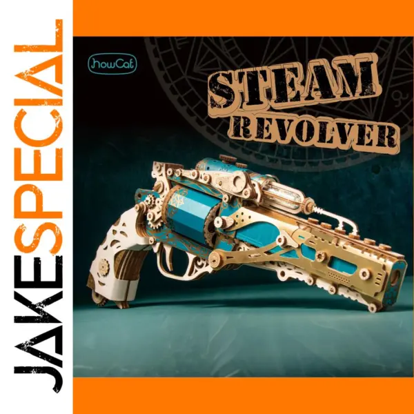 Wooden 3D Puzzle Steam Revolver Kit