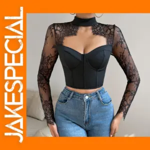 Lace Embroidered Backless Crop Top for Women