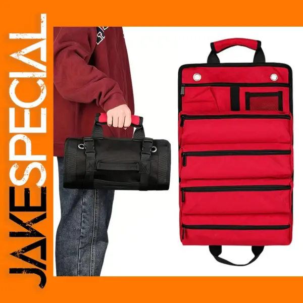 Versatile Red Tool Storage Bag with Compartments
