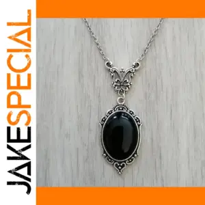 Gothic Black Crystal Butterfly Pendant Necklace