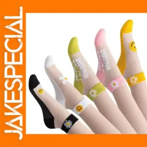 5 Pairs Floral Design Women's Ankle Socks