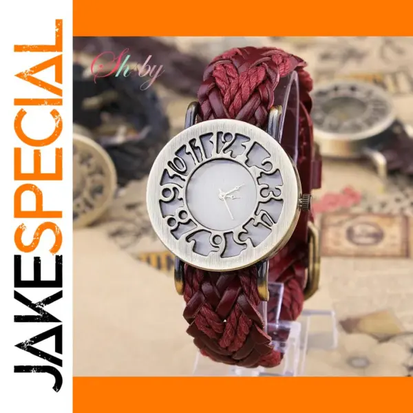 Vintage Style Digital Leather Strap Watch