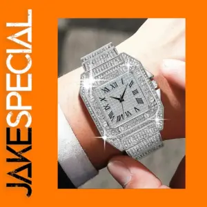 Diamond Silver Quartz Watch for Men
