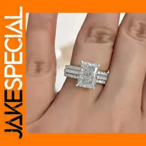Huitan Elegant 3-Piece Cubic Zirconia Ring Set