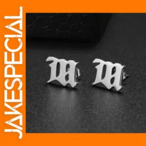 Silver Letter Hollow Stud Earrings for Men