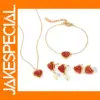 Romantic Stainless Steel Red Onyx Jewelry Set