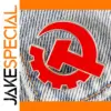 Red Sickle Hammer Badge with Hollow Out Design