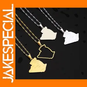 Algeria Map Pendant Necklace in Stainless Steel