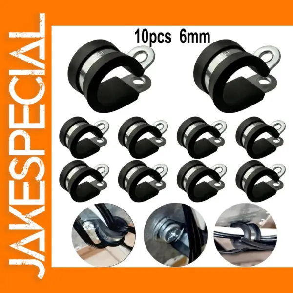 10pcs Rubber Lined Pipe Clamps Stainless Steel