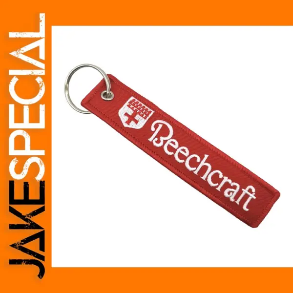 Red Beechcraft Embroidered Keychain for Aviators