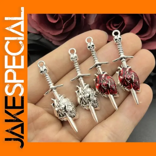 6 Pcs Gothic Skull Sword Charms for DIY Jewelry