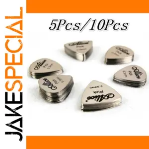5 or 10 Pack Metal Guitar Picks 0.3mm Silver