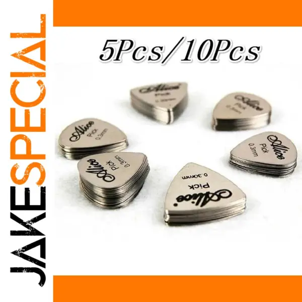 5 or 10 Pack Metal Guitar Picks 0.3mm Silver
