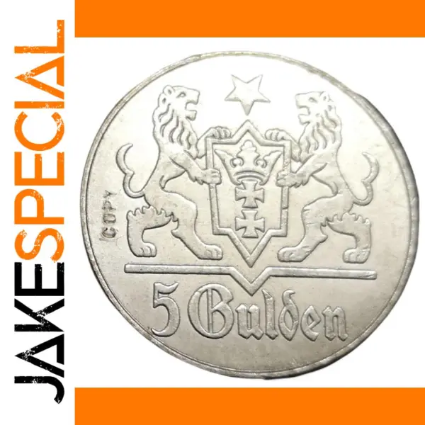 1923 Danzig 5 Gulden Silver Plated Coin