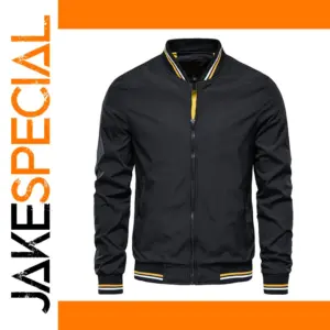 Men's Casual Slim Fit Black Bomber Jacket