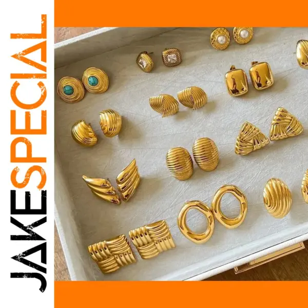 Trendy Geometric Cutout Earring and Ring Set