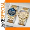 2pcs Men's Quartz Watches Set with Alloy Band